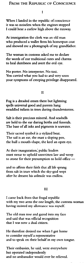Seamus Heaney, The Republic of Conscience
